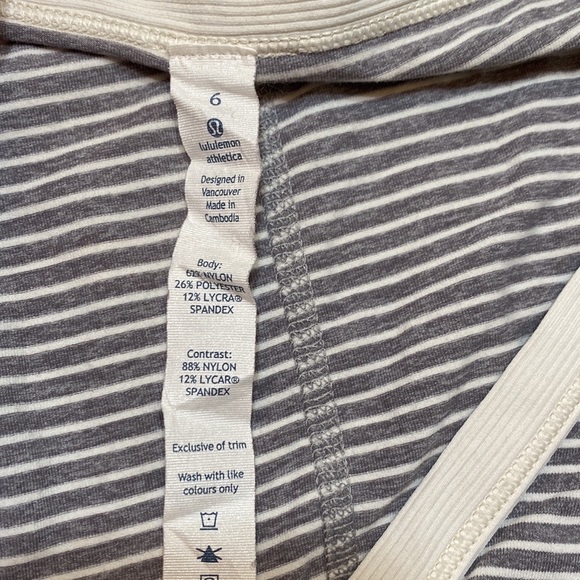 Lululemon Awesoma gray Striped Henley 6 - Picture 2 of 9